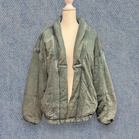 Forever 21 Plus Women’s Sage Green Quilted Open-Front Jacket - Size 0X - Picture 1 of 7